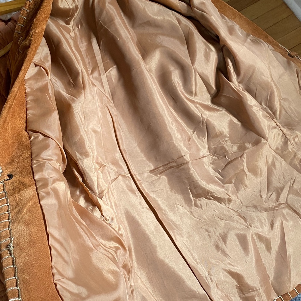 Vintage Joe Boxer 100% Suede Tie-Front Brown Jacket - Picture 8 of 10